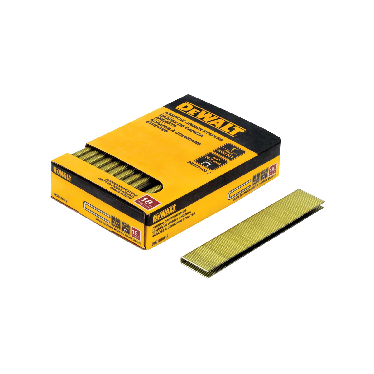 Dewalt 1-1/2 In. 18 Gauge 1/4" Crown Staples (2,500 Pk)