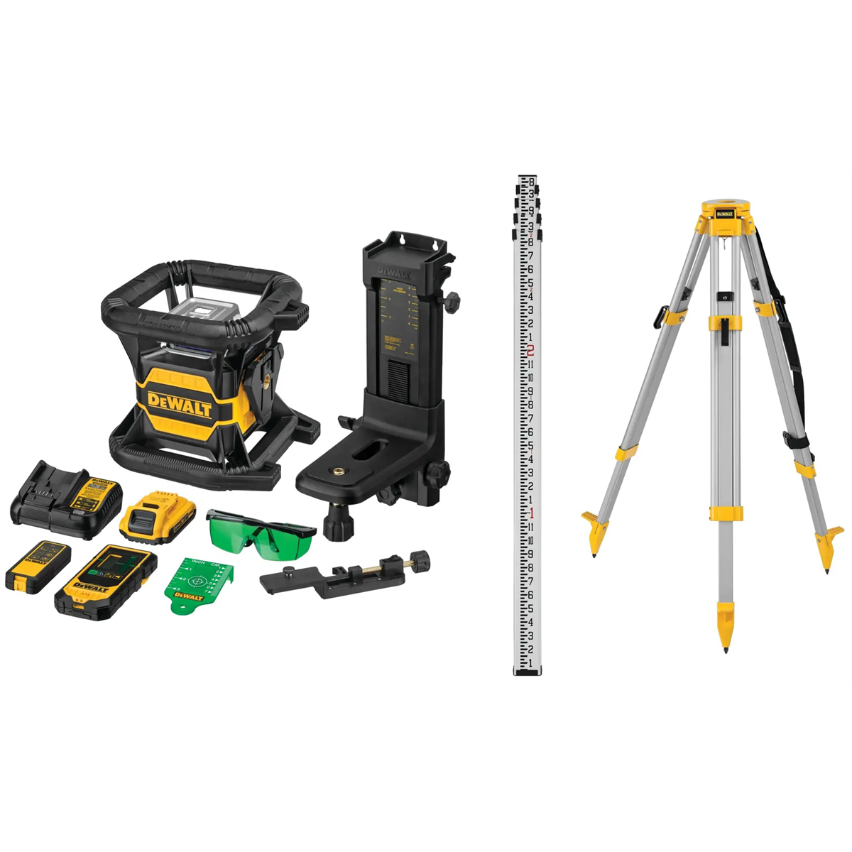 DEWALT 20V Max Laser Level Kit, Rotary, Green, 2000-Foot Range