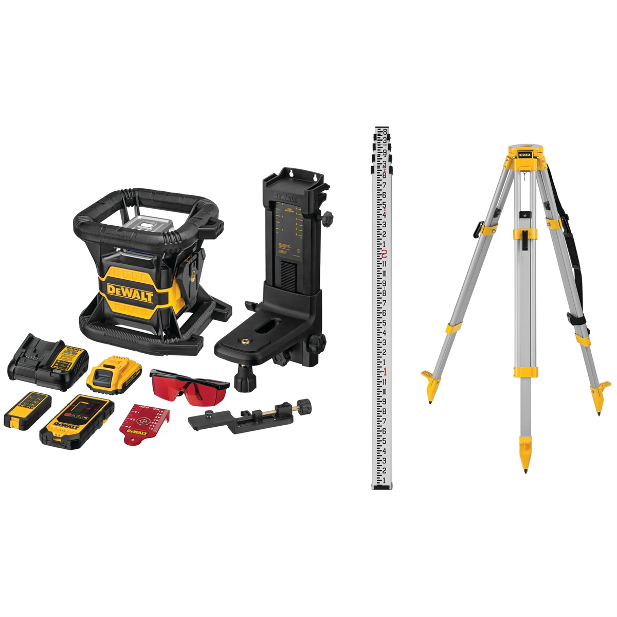DEWALT 20V Max Laser Level Kit, Rotary, Red, 2000-Foot Range