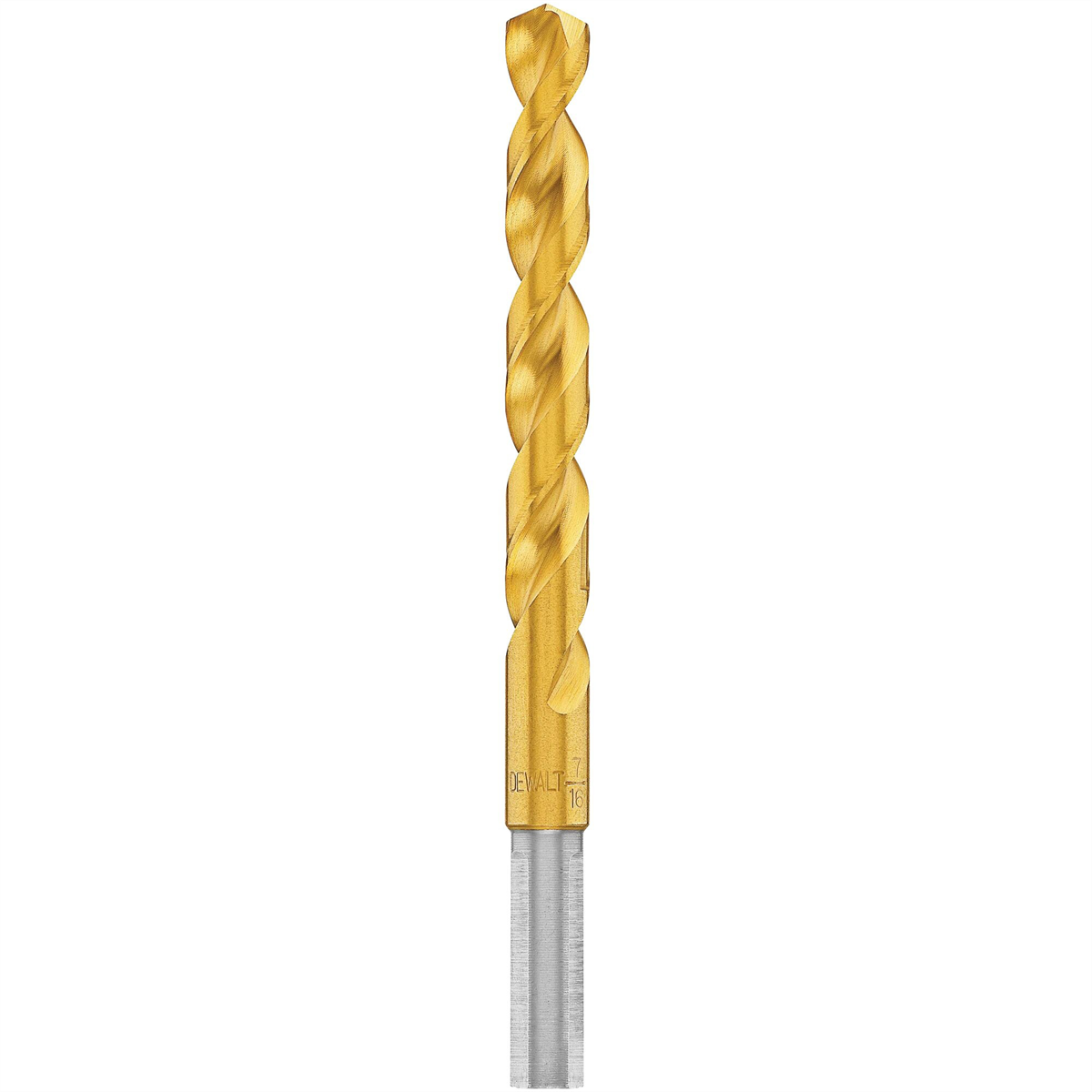 Dewalt 7/16-inch Titanium Nitride Coated 3/8-inch Reduced Shank Split Point Twist Drill Bit, Gold