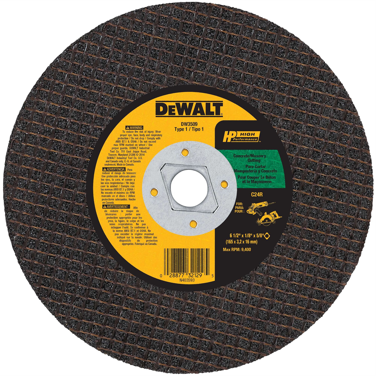Dewalt 6-1/2-inch X 1/8-inch X 5/8-inch Diamond Drive Masonry Cutting Wheel, 25-pack