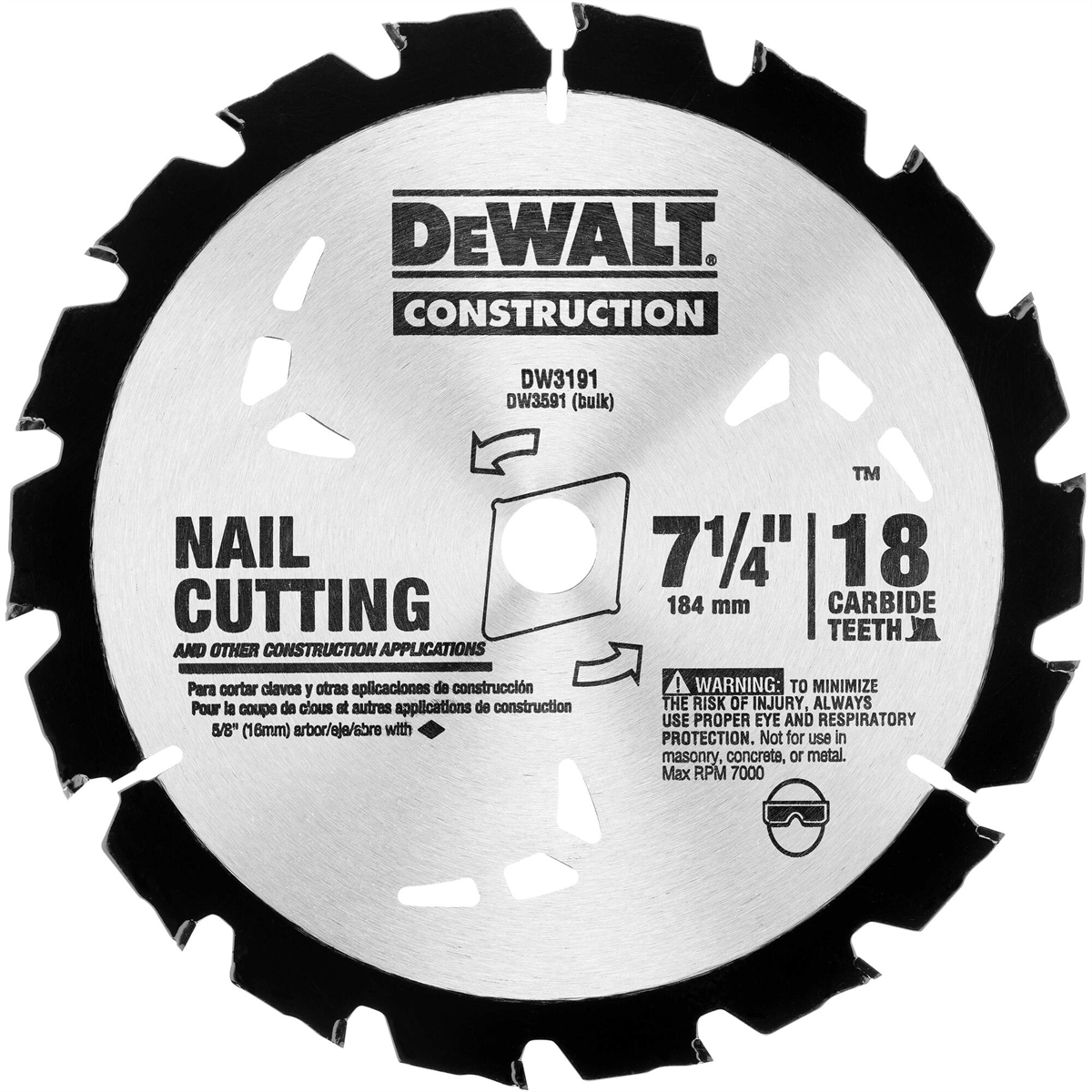 Dewalt Series 20 7-1/4-inch 18t Nail Cutting Circular Saw Blade