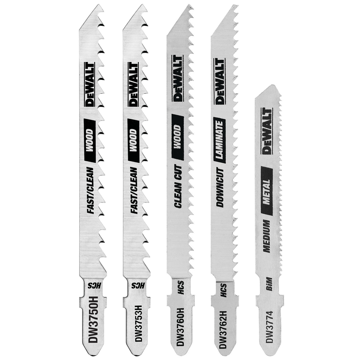Dewalt Jigsaw Blades Set, T-shank, 5-piece