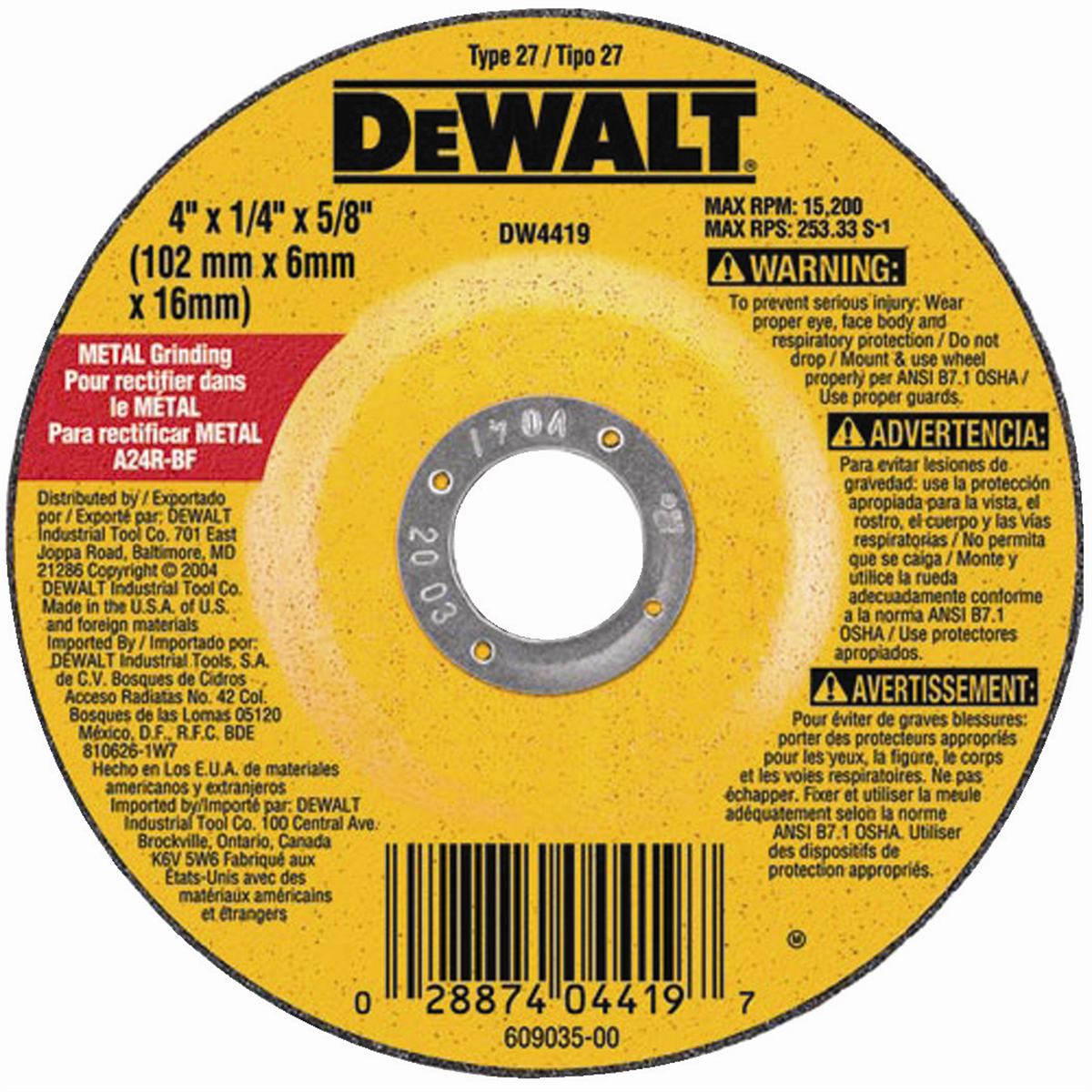 DeWalt DCW METAL 4"X4/4"X5/8"
