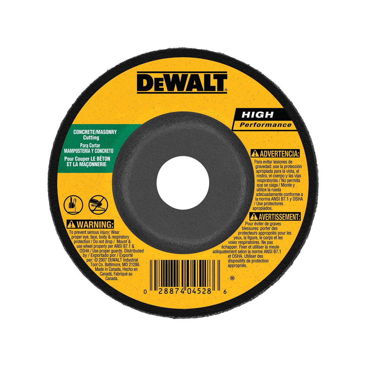 Dewalt 4" X 1/4" X 5/8" Masonry Grinding Wheel C24r