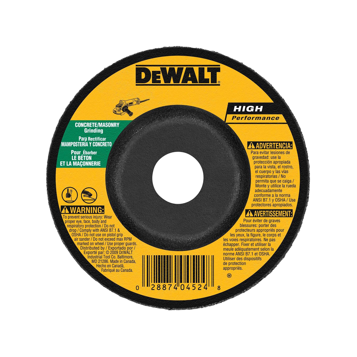 Dewalt 4" X 1/4" X 5/8" Masonry Grinding Wheel C24r