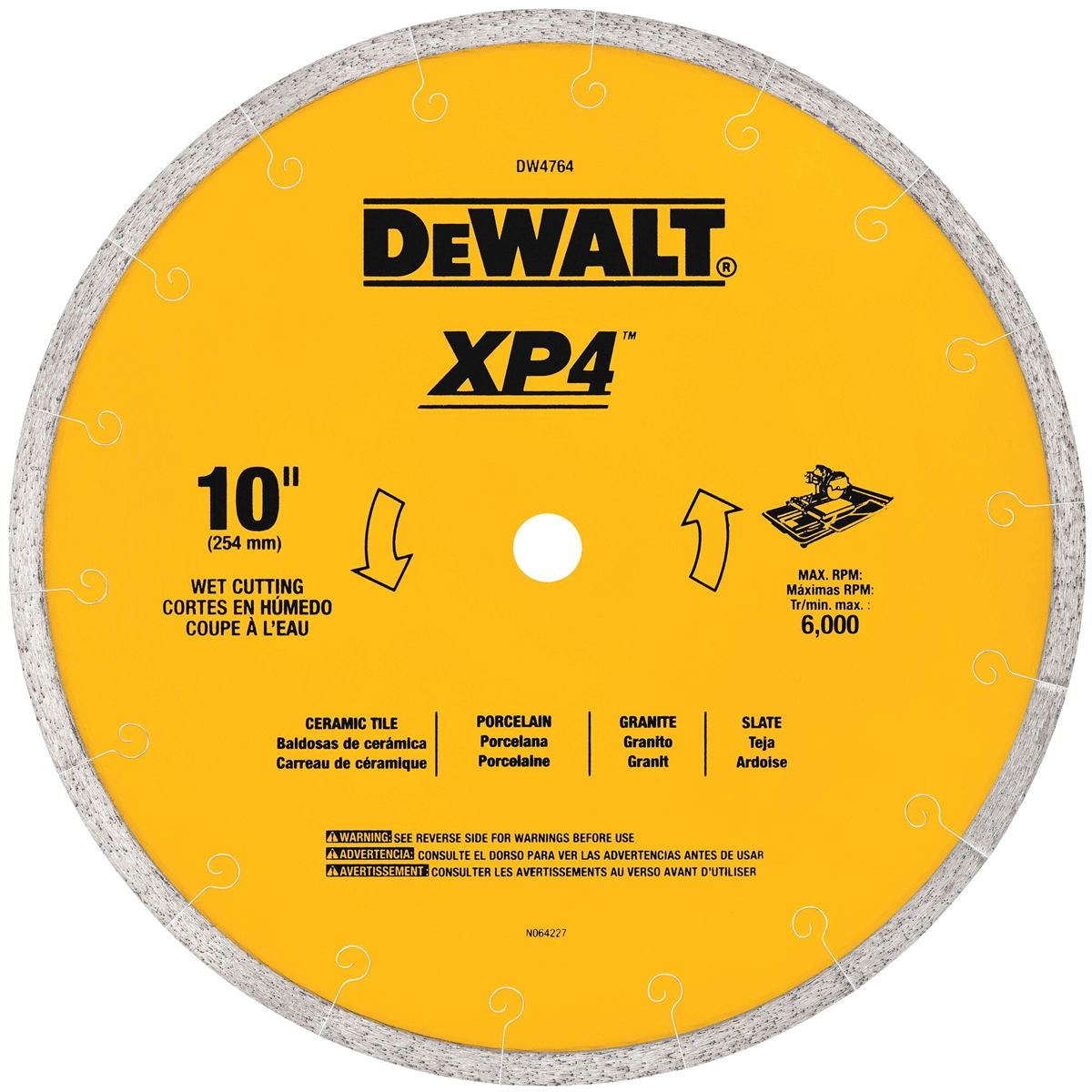 Dewalt Diamond Blade For Tile, Wet Cutting, 10-inch X .060-inch