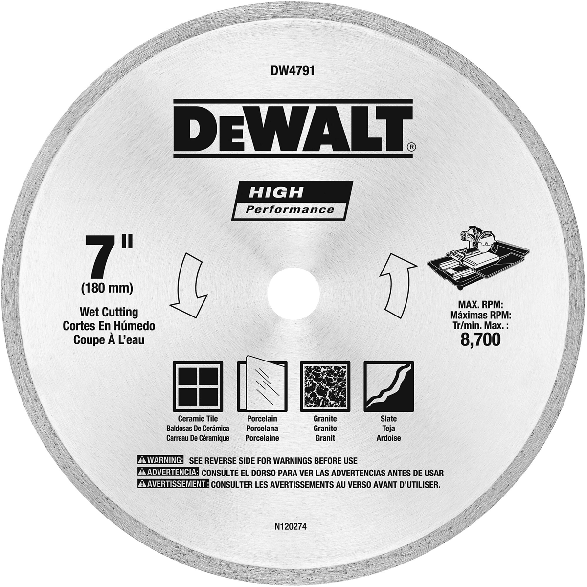 Dewalt 7" X .060 Tile Blade Wet/dry