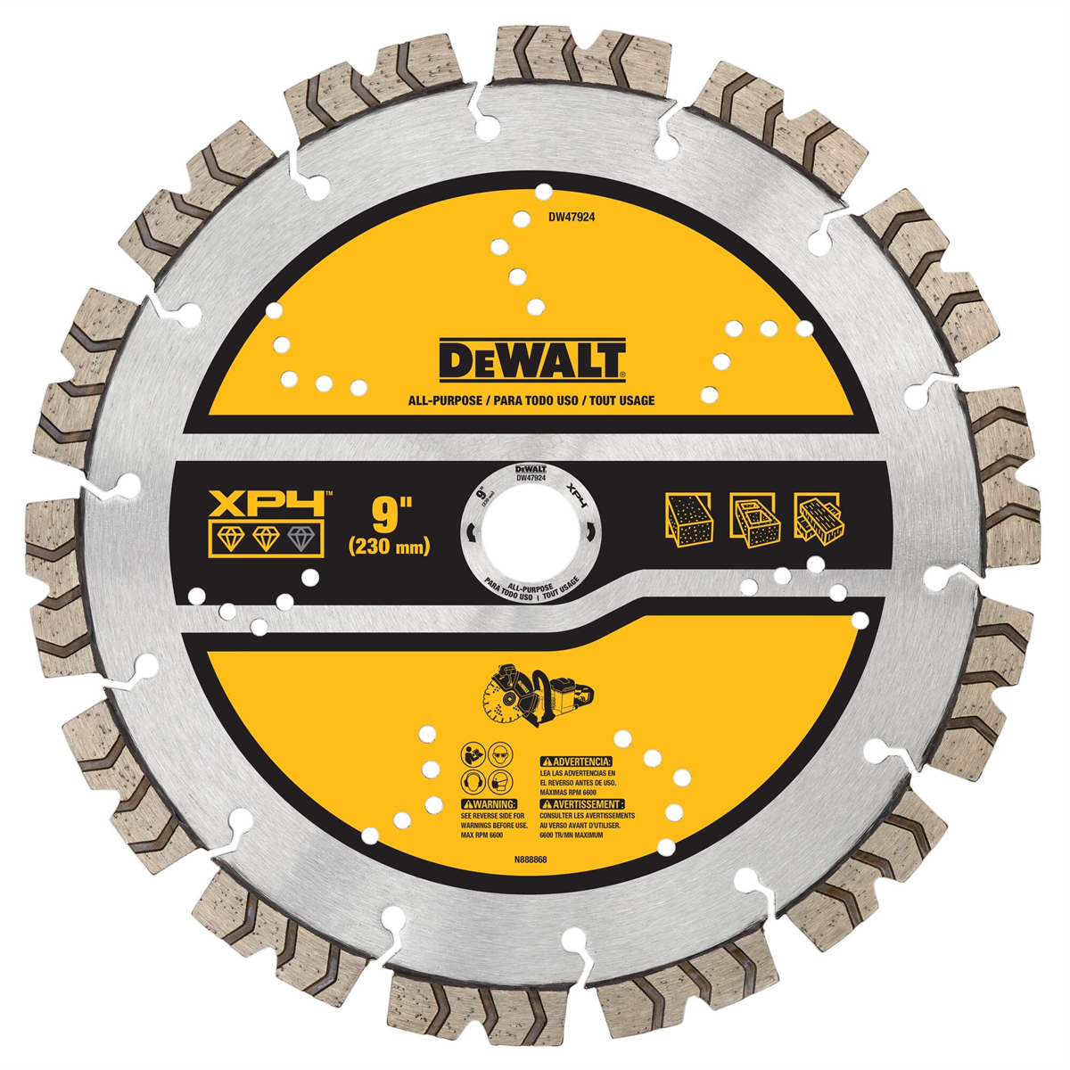 Dewalt Diamond Saw Blade, Concrete And Masonry Blade, Segmented, 9-inch