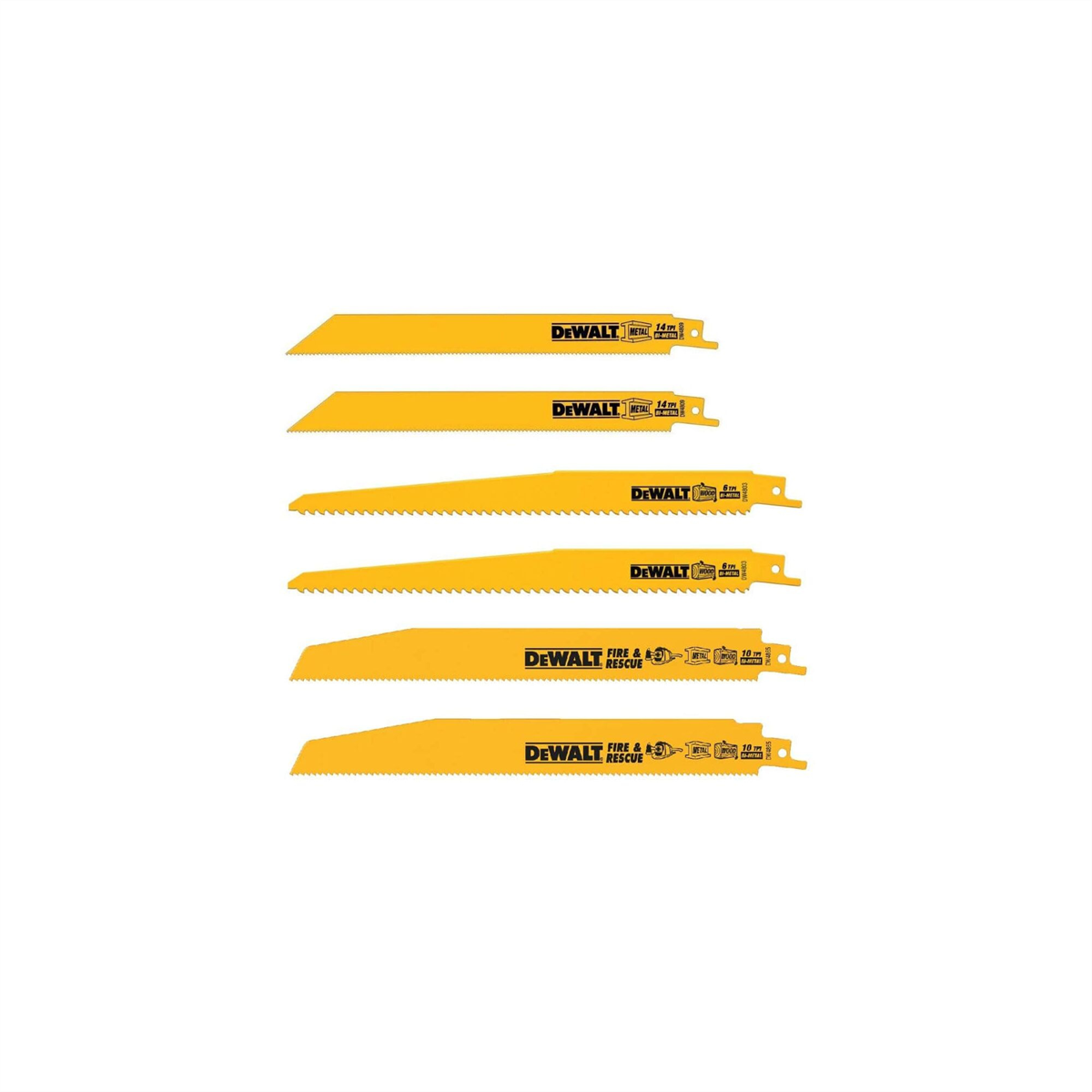 Dewalt 6 Piece Bi-metal Reciprocating Saw Blade Set With Telescoping Case