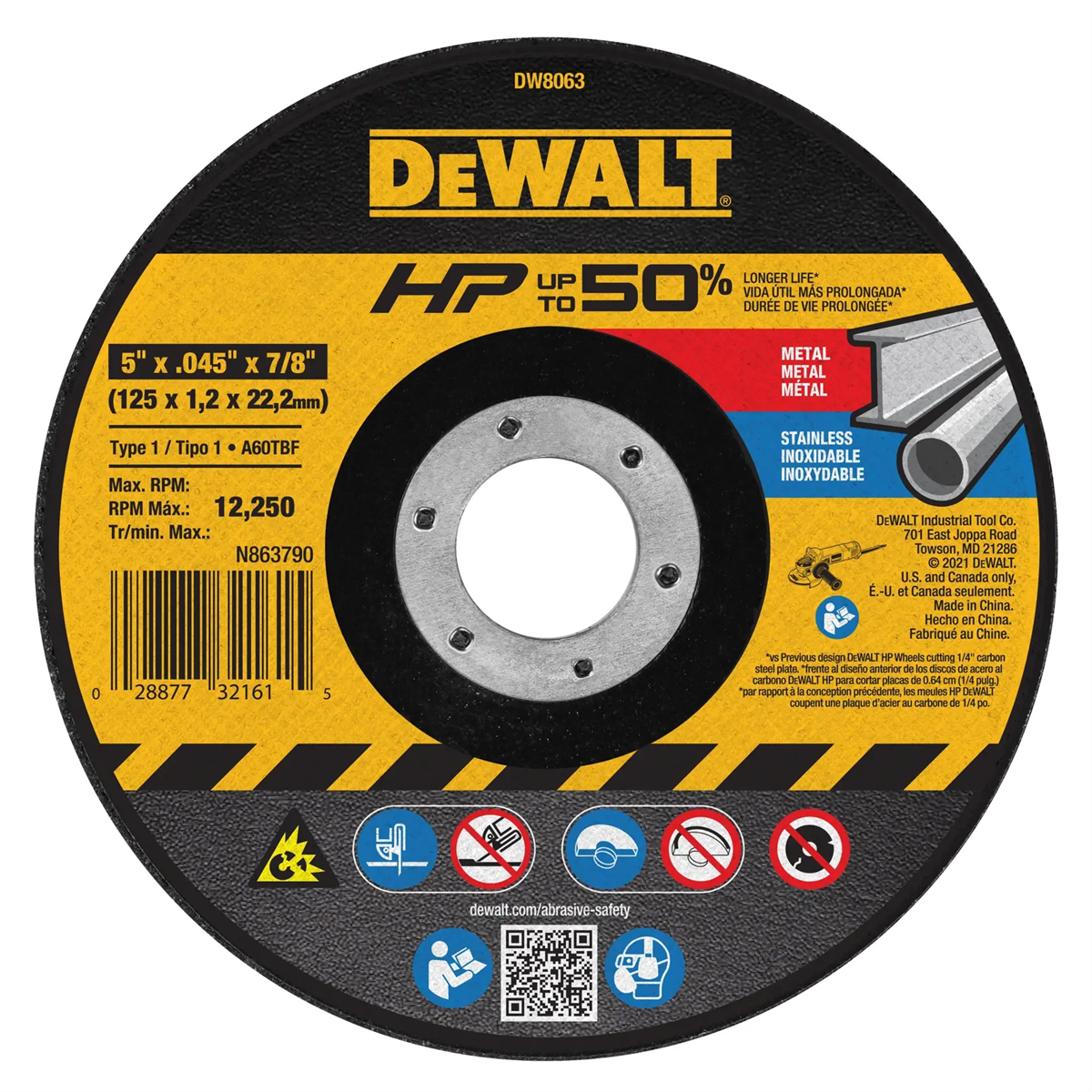 Dewalt 5-inch By .045-inch By 7/8-inch A60t Abrasive Metal/inox Cutting Wheel
