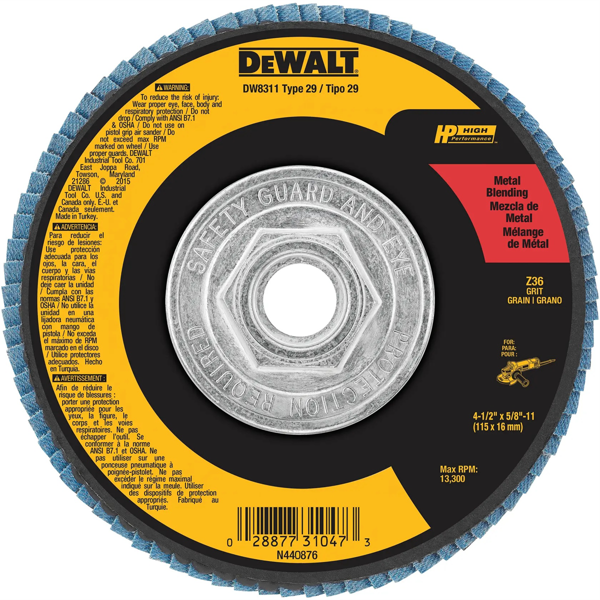 Dewalt 4-1/2-inch By 5/8-inch-11 36 Grit Zirconia Angle Grinder Flap Disc