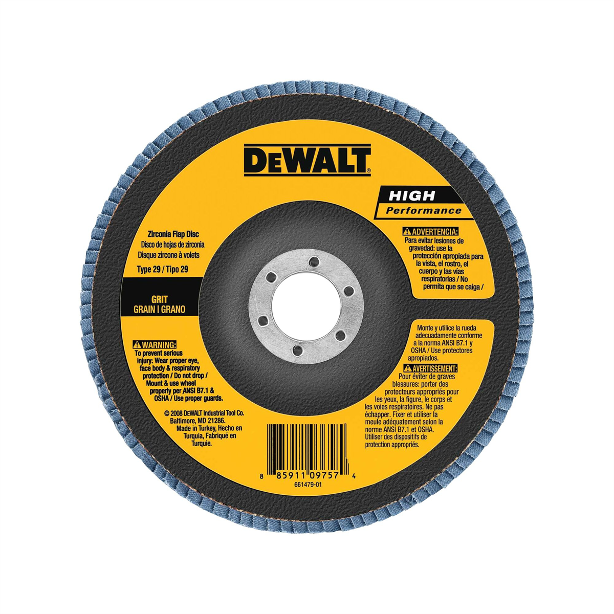 DEWALT 6-Inch X 7/8-Inch 40G Type 29 Hp Flap Disc