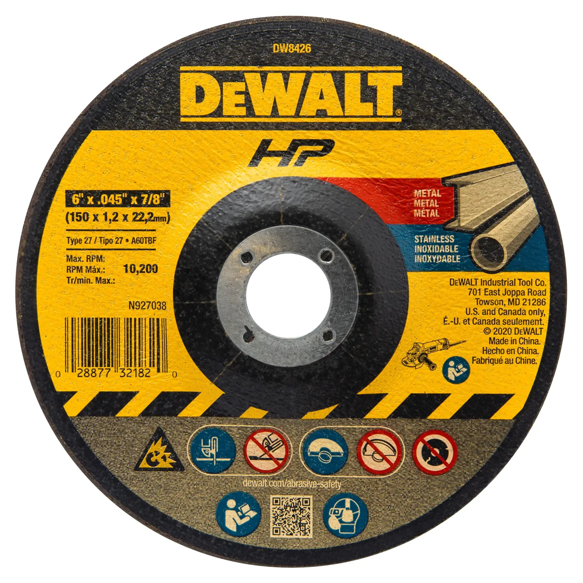 Dewalt 6-inch By 1/16-inch By 7/8-inch Metal/inox Cutting Wheel (qty Of 1)