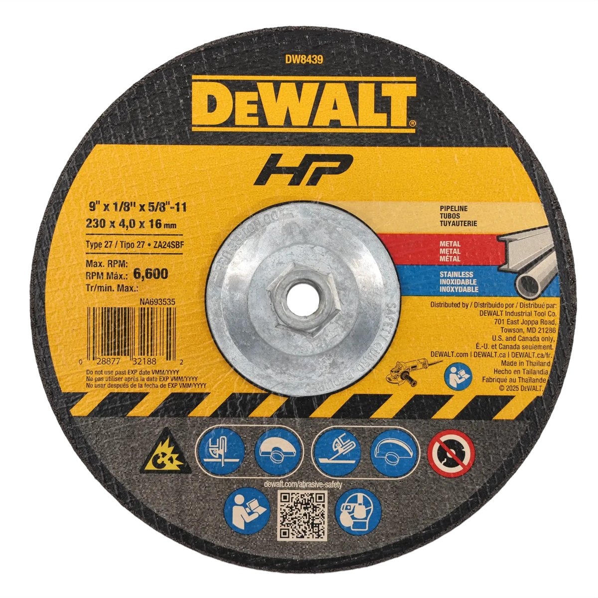 Dewalt 11 Pipeliner Cut/grind Wheel, 9-inch X 1/8-inch X 5/8-inch