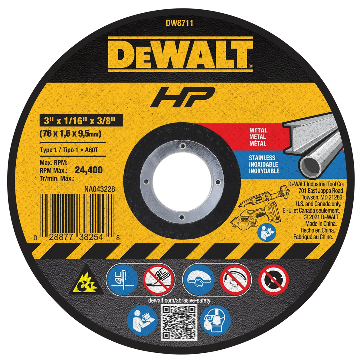 DeWalt 3 Inch Bonded Metal Cutting Wheels - 3 Pack