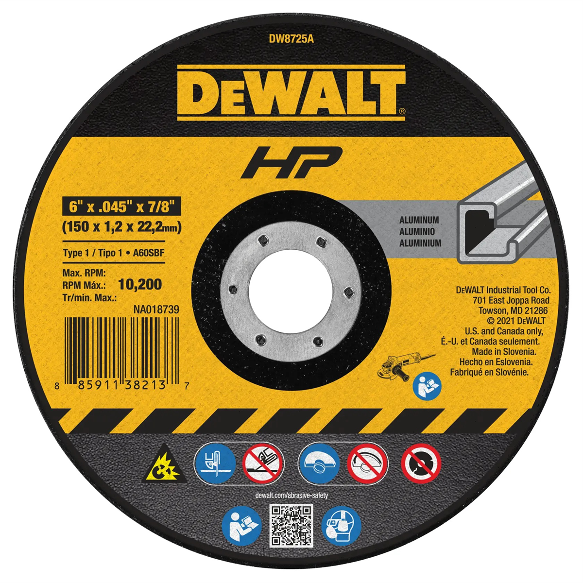 Dewalt 6" X .045 X 7/8" Aluminum Oxide A60n Cutting Wheel