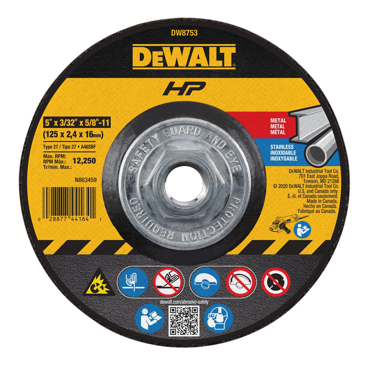 Dewalt Abrasive Wheel, 5-inch X 3/32-inch X 5/8-inch