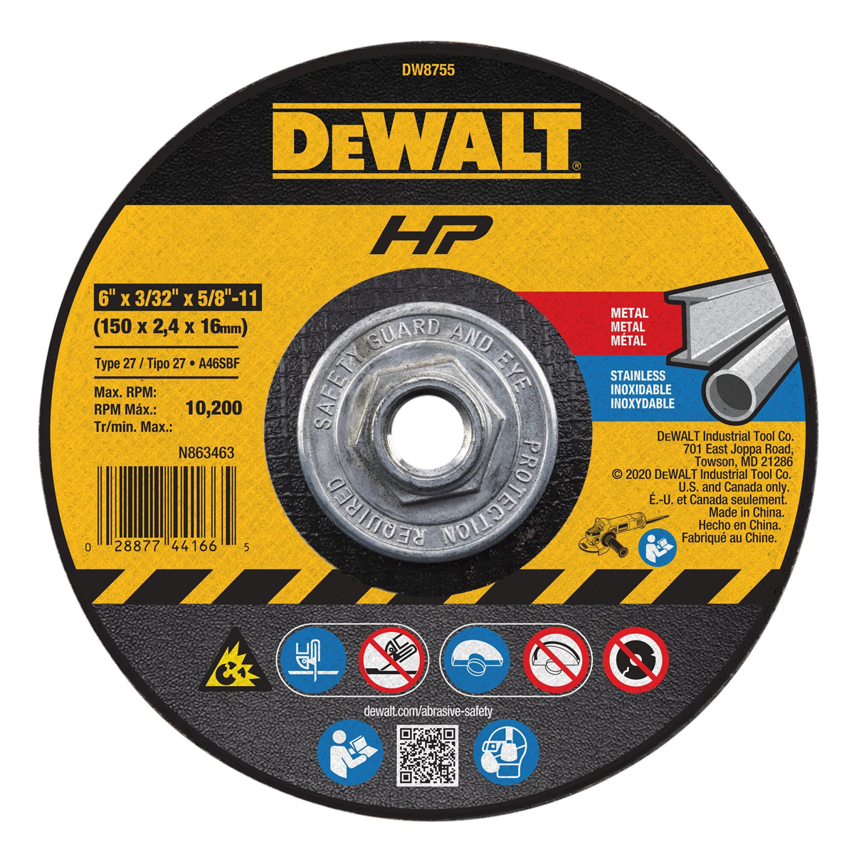 Dewalt 6-inch By 3/32-inch Metal Cutting And Notching Wheel, 5/8-11 Arbor