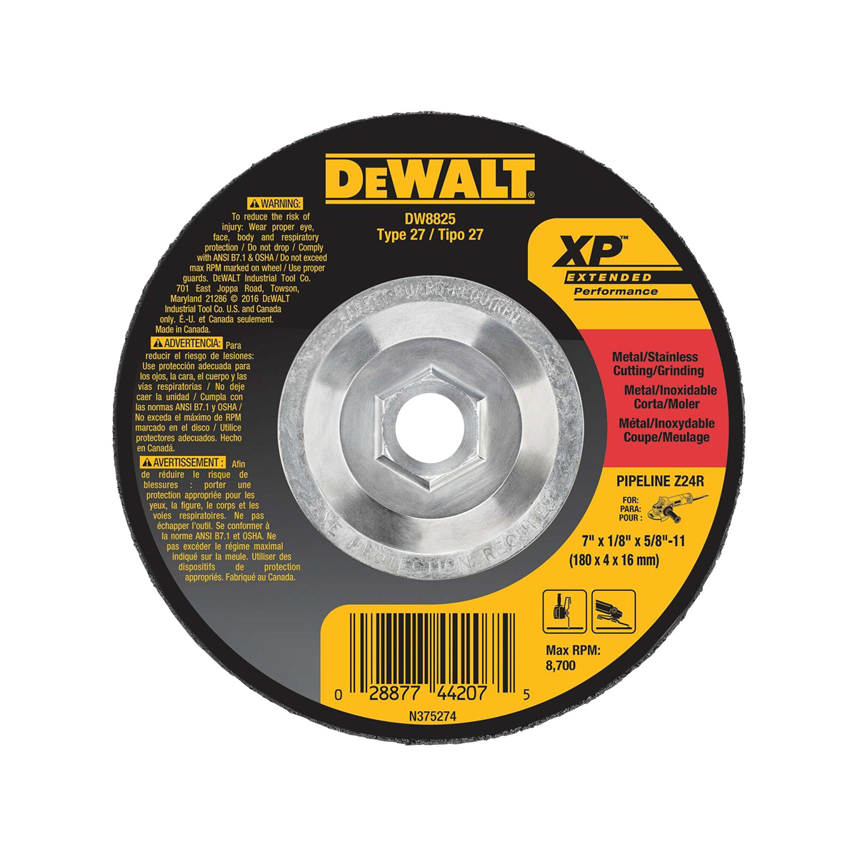 DEWALT 7-Inch By 1/8-Inch By 5/8-Inch-11 Xp Grinding Wheel