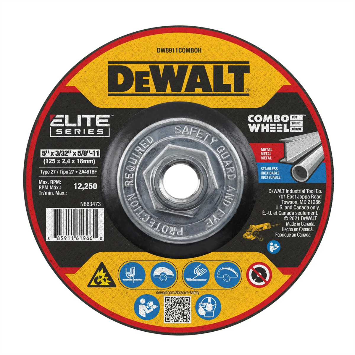 DEWALT ELITE SERIES Combo Wheels 5 X 3/32 X 5/8-11 XP T27