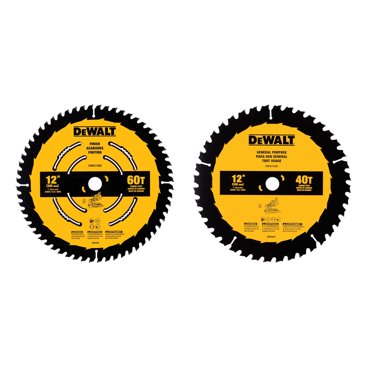 Dewalt 2pk 12 In 40t And 60t Saw Blades