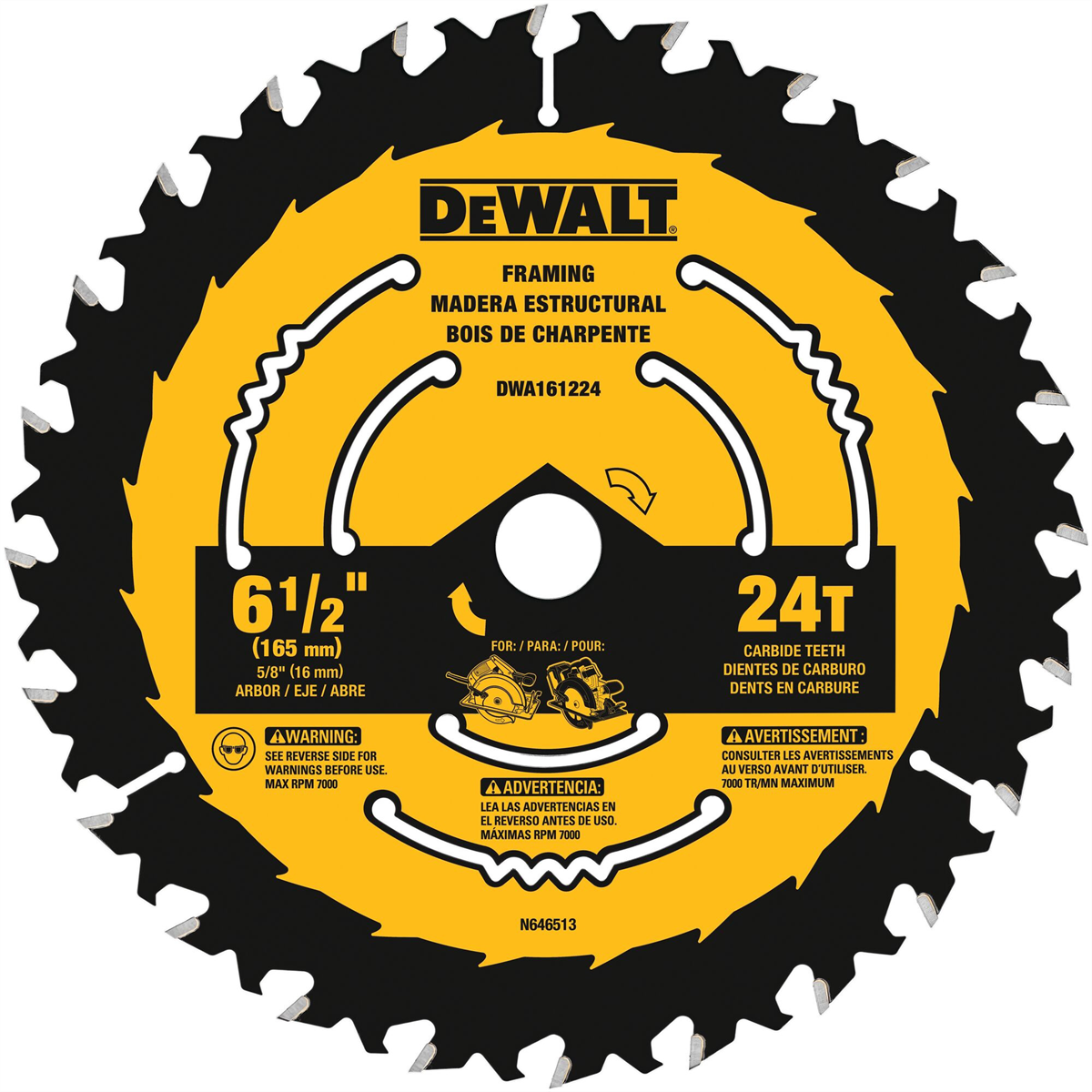 Dewalt 6-1/2-inch 24-tooth Circular Saw Blade