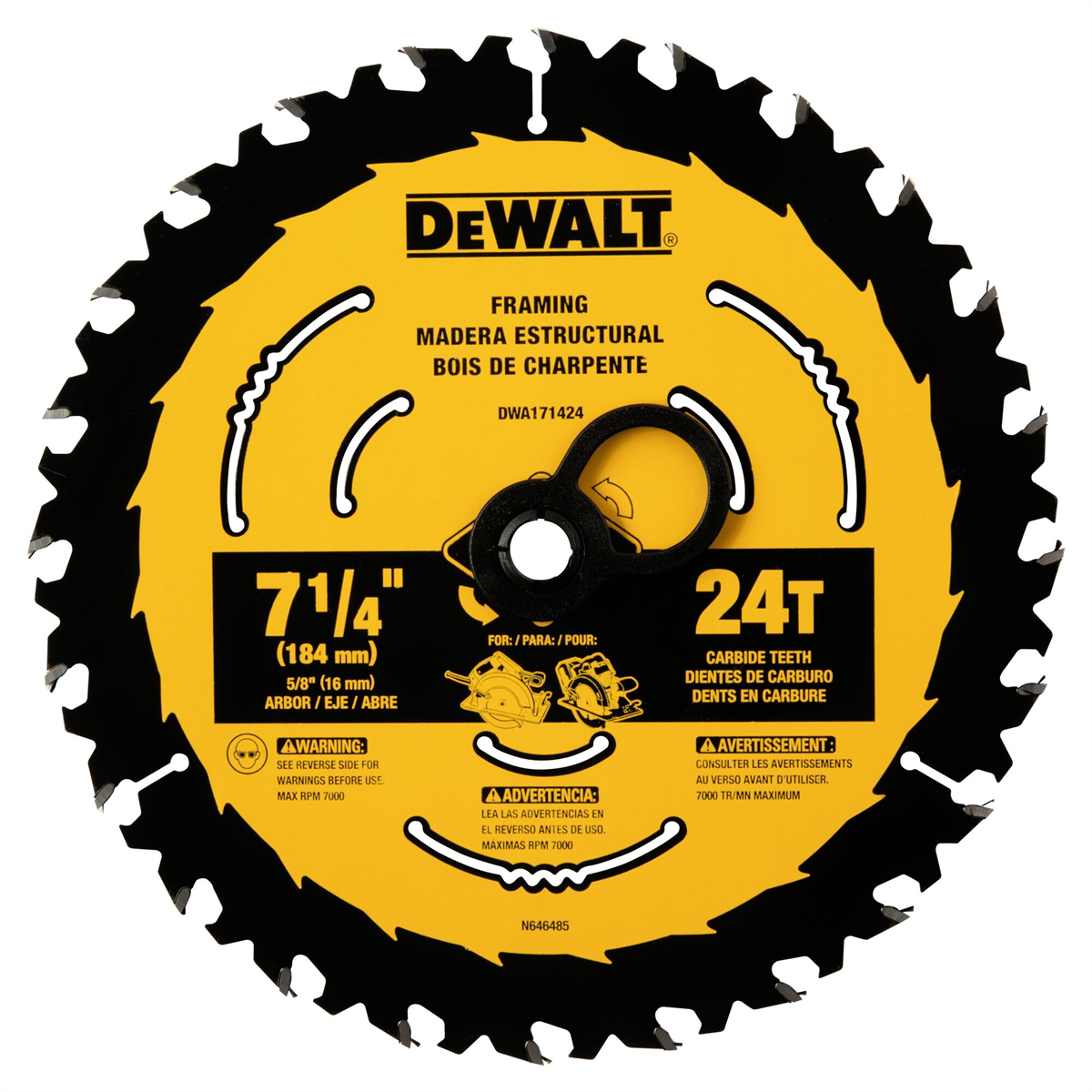 Dewalt 7-1/4 In Carbide Circular Saw Blade 24 Tooth With 5/8 In Arbor (1 Pack)
