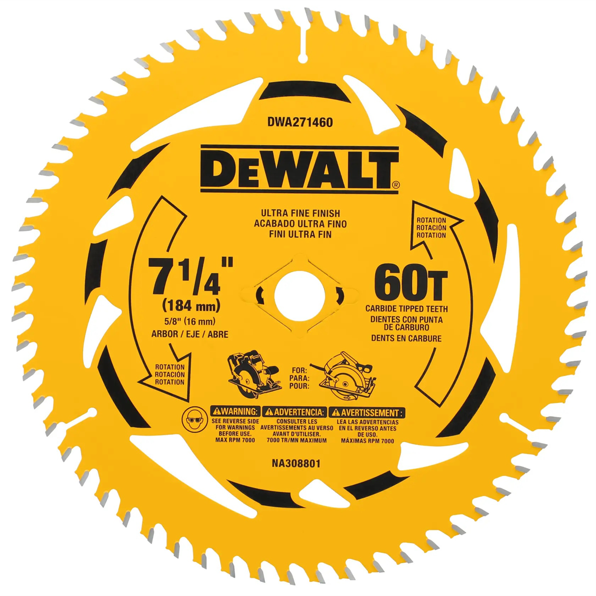 Dewalt 7-1/4 In. 60t Circular Saw Blade