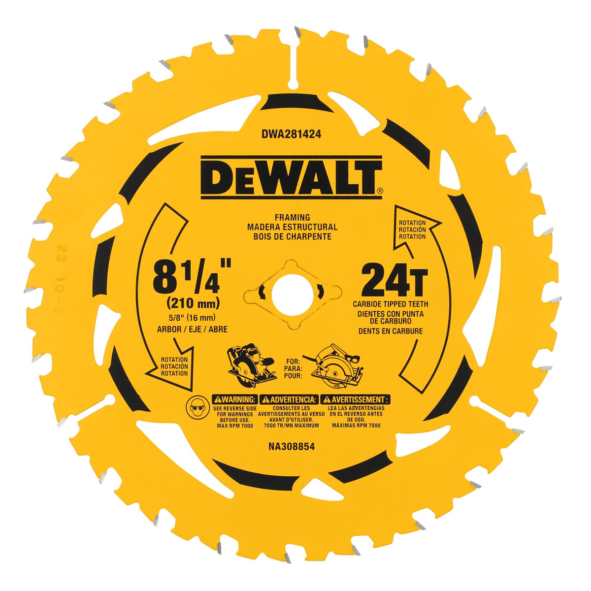 Dewalt 8-1/4 In. 24t Circular Saw Blade