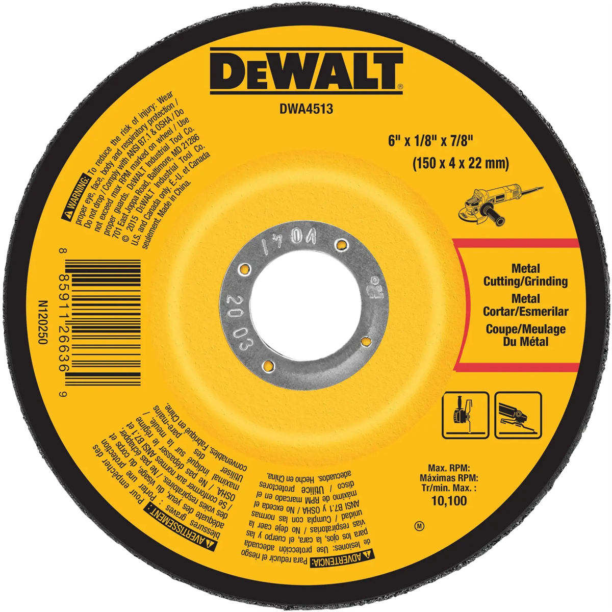 DEWALT Metal Grinding Wheel, 6-Inch X 1/8-Inch X 7/8-Inch