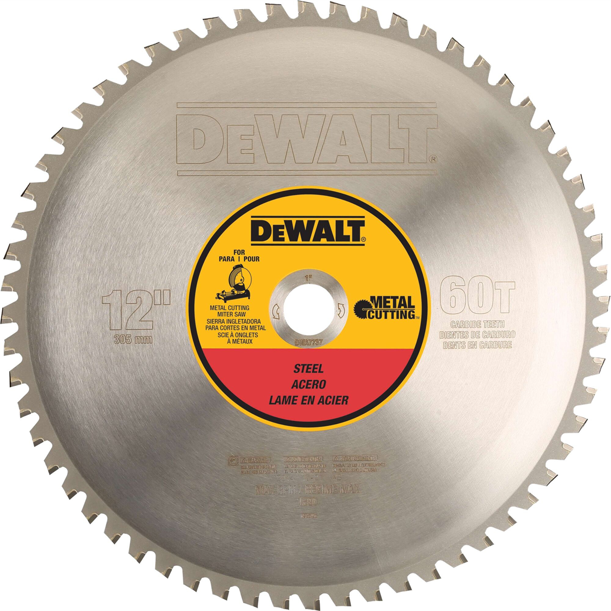 Dewalt 60 Teeth Heavy Gauge Ferrous Metal Cutting 1-inch Arbor, 12-inch