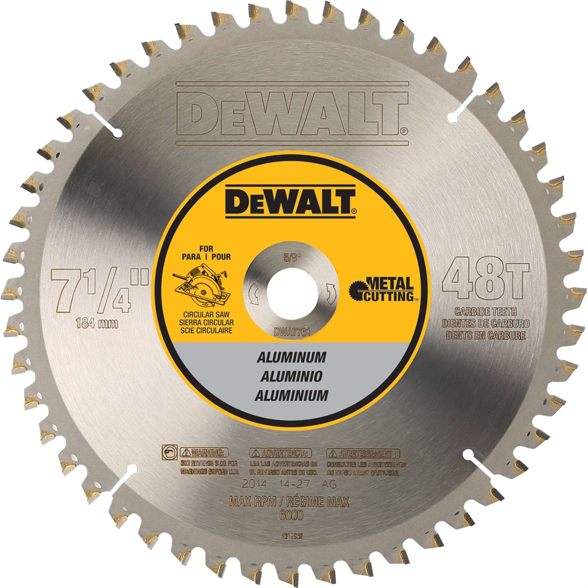 DEWALT 48 Teeth Aluminum Cutting 5/8-Inch Arbor, 7-1/4-Inch