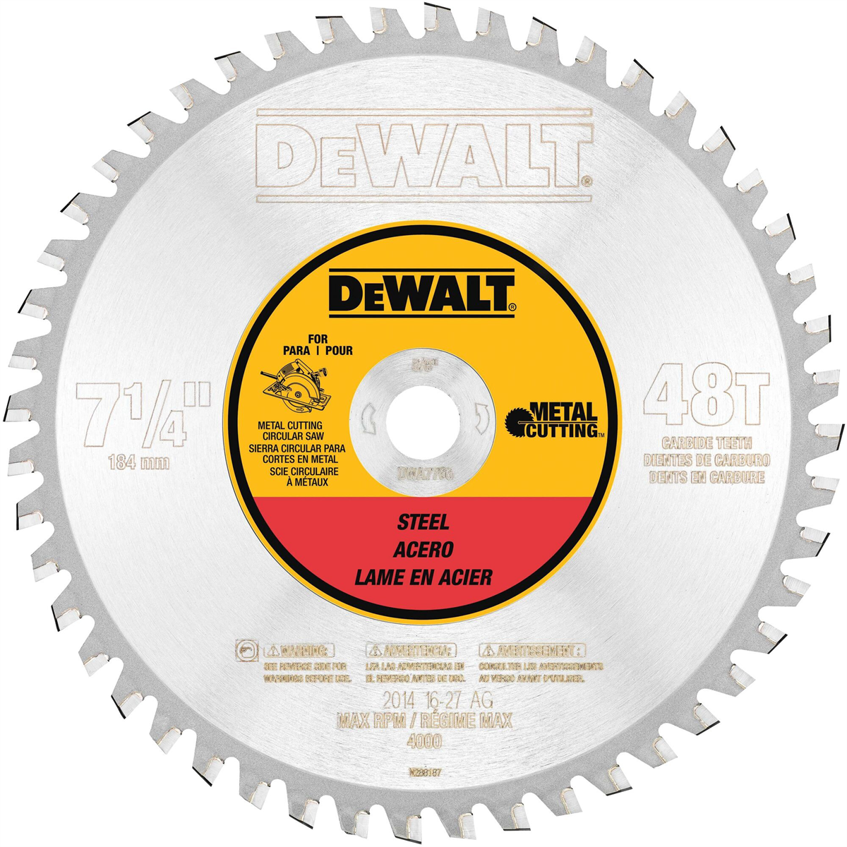 Dewalt 48 Teeth Ferrous Metal Cutting 5/8-inch Arbor, 7-1/4-inch