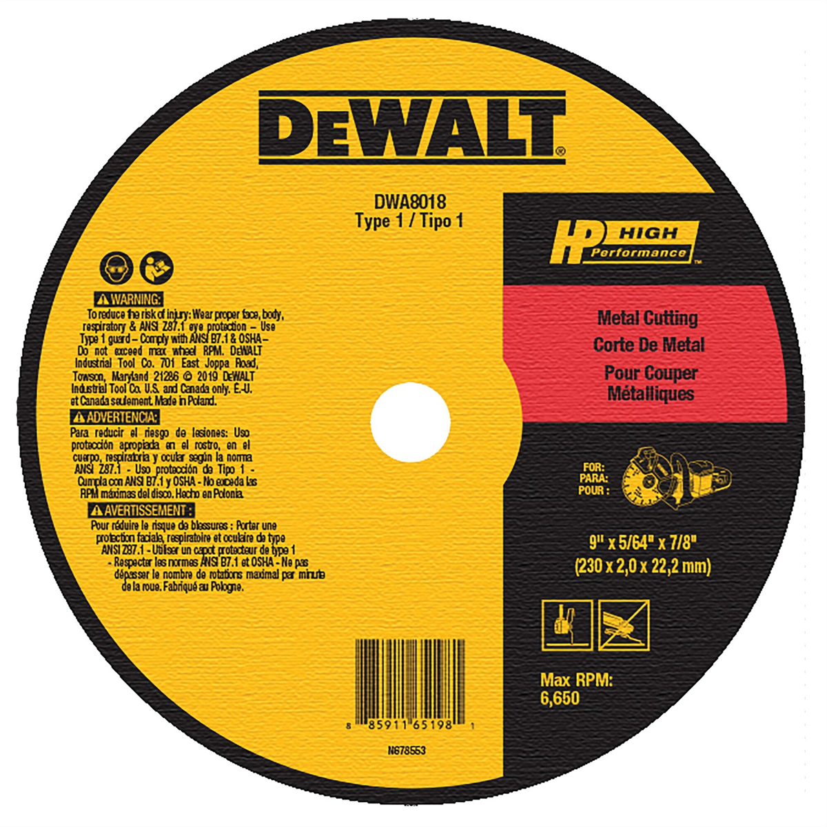 Dewalt 9 X 5/64 X 7/8 Type 1