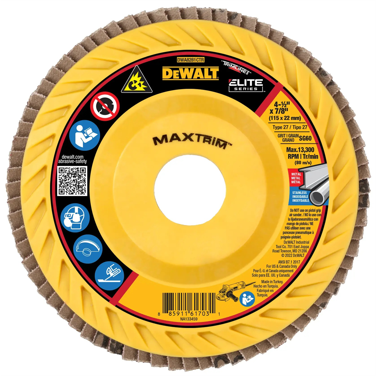 DEWALT 4-1/2 X 7/8 60G T27 Elite Ceramic Trim Flap