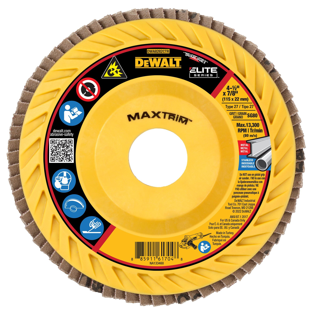 DEWALT 4-1/2 X 7/8 80G T27 Elite Ceramic Trim Flap
