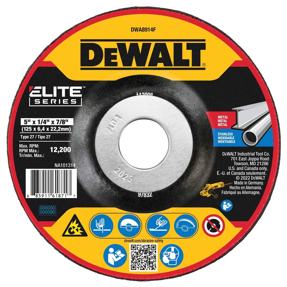 DEWALT ELITE SERIES Grinding Wheels 5 X 1/4 X 7/8 XP CERAMIC