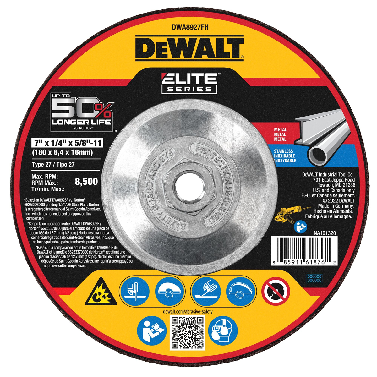 DEWALT ELITE SERIES Grinding Wheels 7 X 1/4 X 5/8-11 XP CERAMIC
