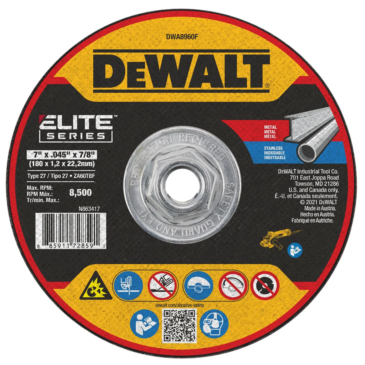 Dewalt 7 X .045 X 7/8 Elite T27 Cutting