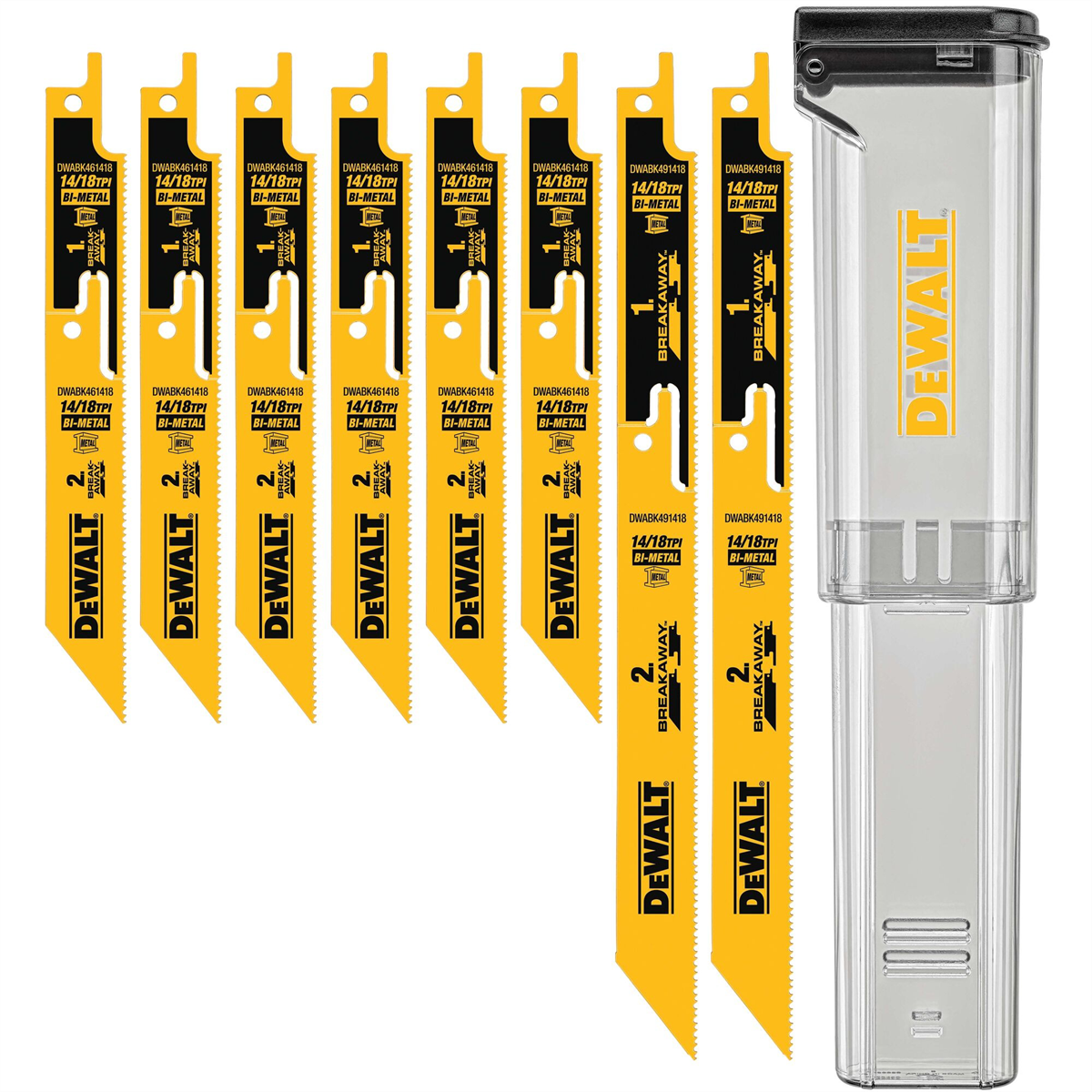 Dewalt 8pc. Breakaway Reciprocating Saw Blade Set W/case