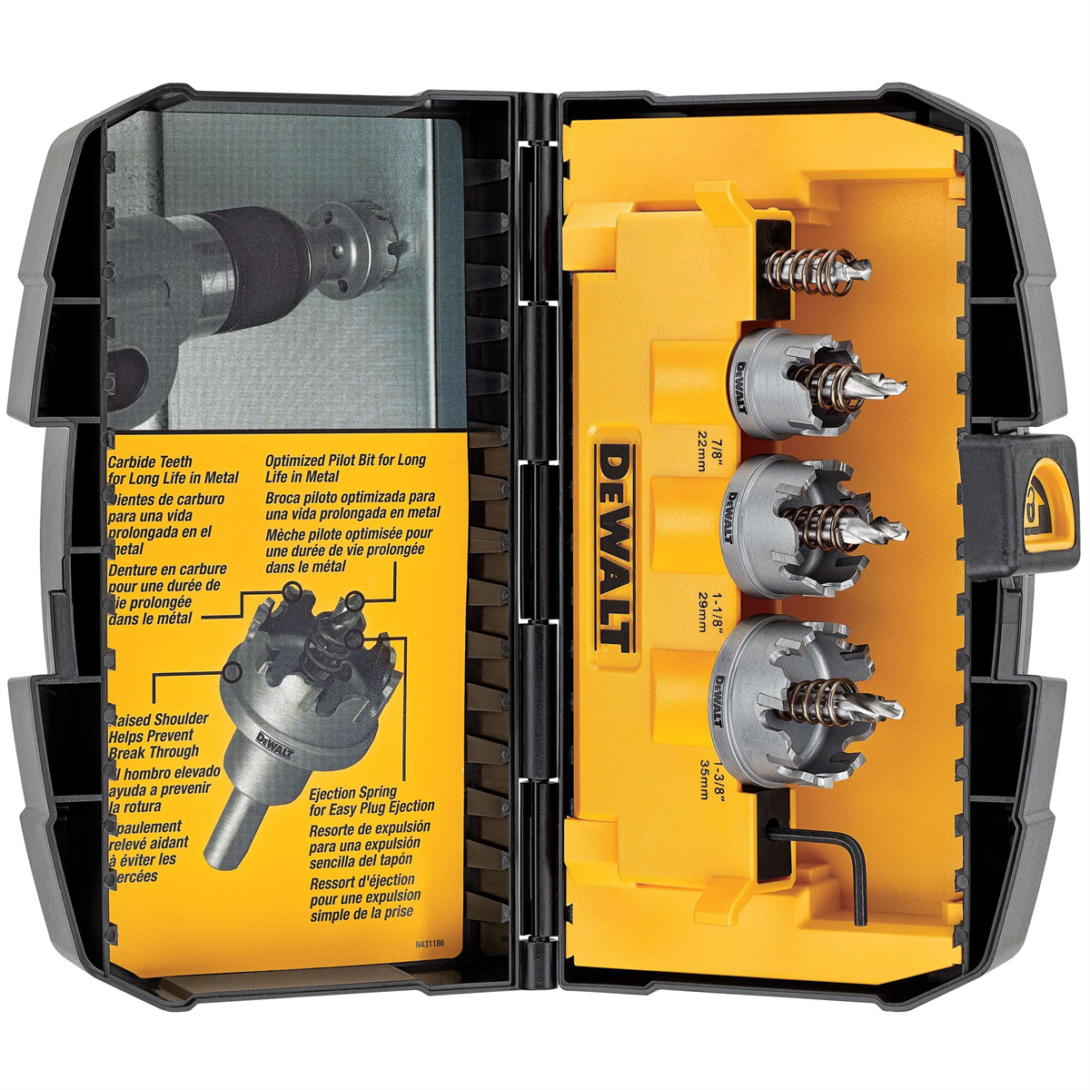Dewalt Hole Saw Kit, Metal Cutting, Carbide, 3-piece