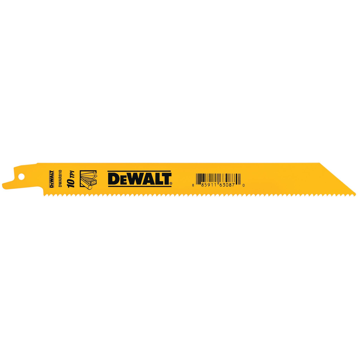 DEWALT General-Purpose-Cutting 8" 10 TPI Bi-Metal Reciprocating Saw Blades (5 Pack)