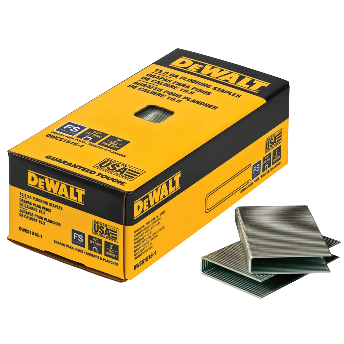 Dewalt 15.5 Gauge, 1/2" Crown, 2" Hardwood Flooring Staples