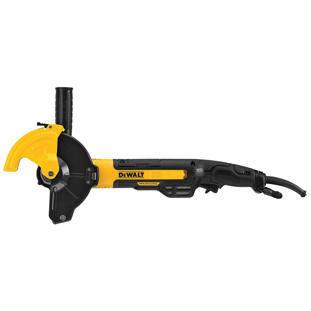 DEWALT 5 In. / 6 In. Brushless Small Angle Grinder, Rat Tail, With Adjustable Cut-Off Guard, Kickback Brake, No Lock