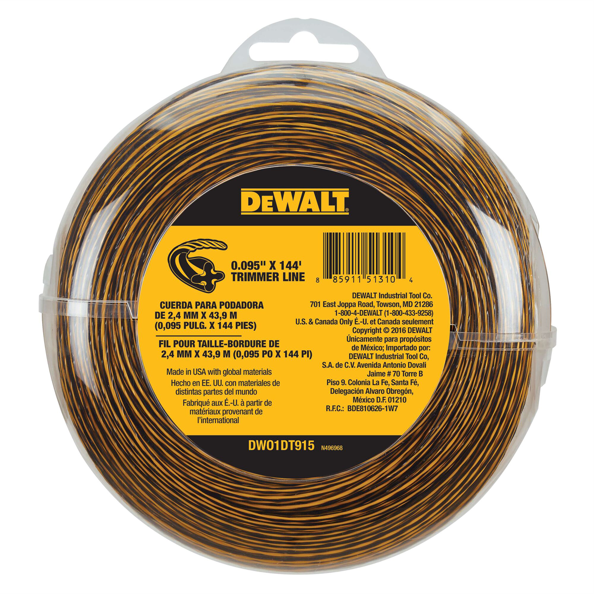 DeWalt 0.095 Inch Trimmer Line 144 Foot