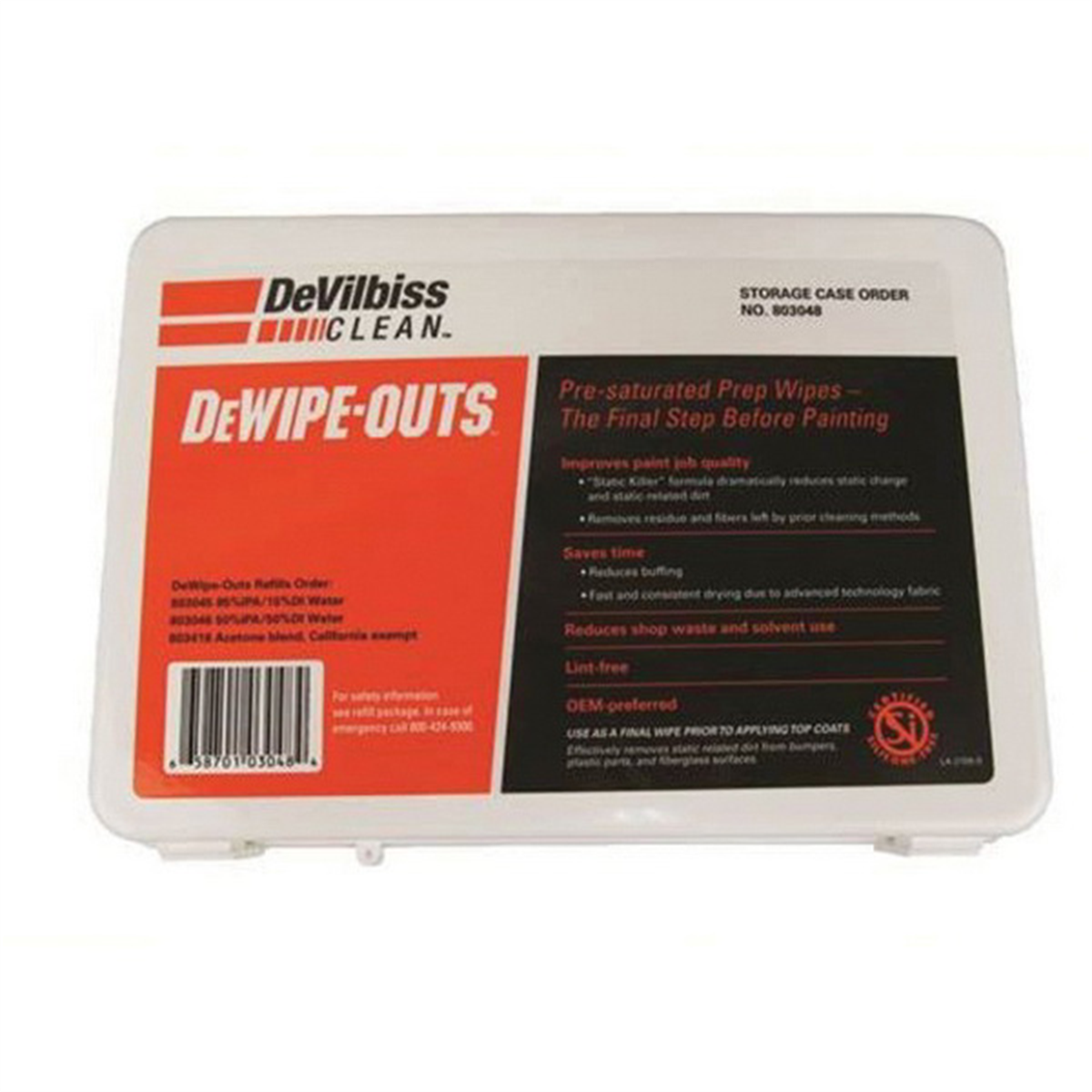 Devilbiss DeWipe-Outs 803048 Refill Case, Pack Packing