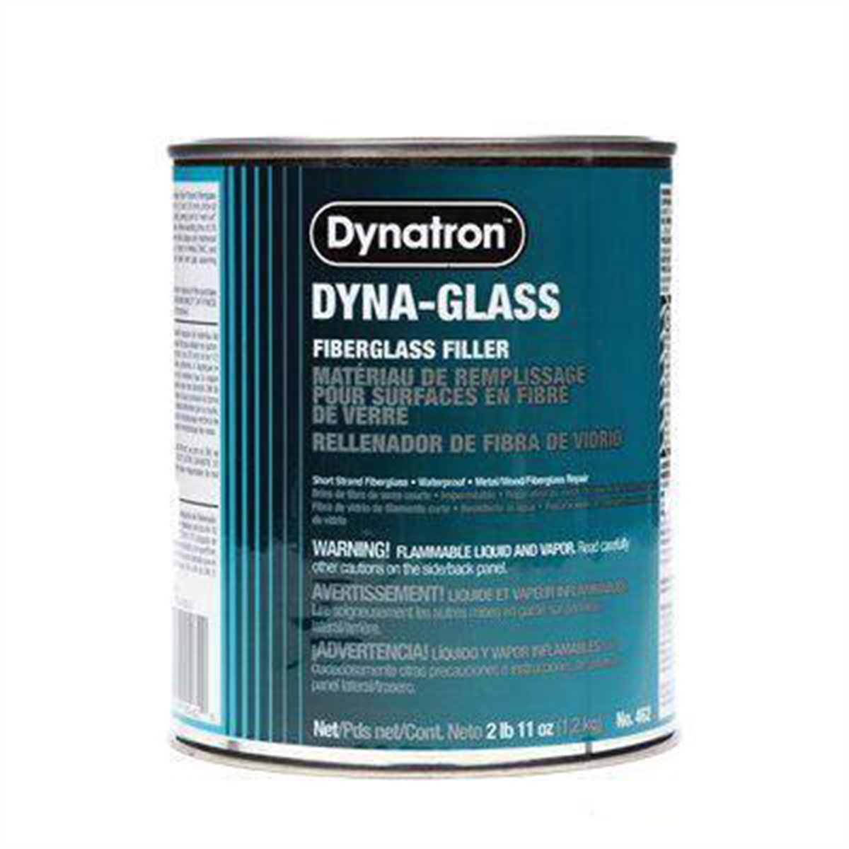 Dynatron Bondo Dyna-Glass 462 Short Strand Fiberglass Reinforced Body Filler, 1 qt Can, Green, Liquid/Paste