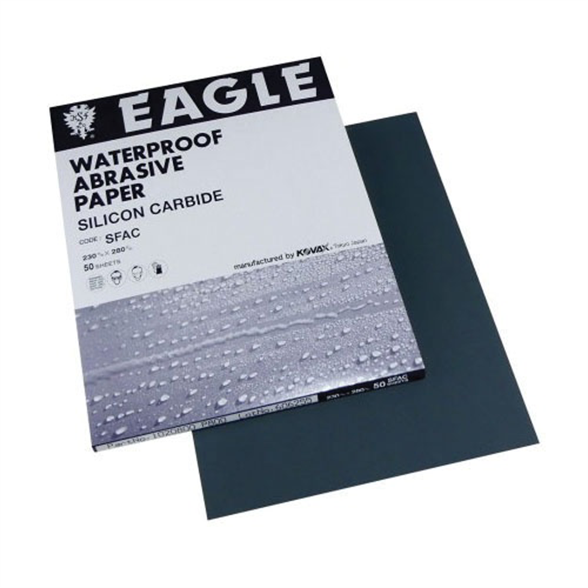 Eagle Abrasives, Inc. KOVAX 102-1500 Sanding Sheet, 9 in W x 11 in L, 1500 Grit, Silicon Carbide Abrasive, Paper Backing, Wet