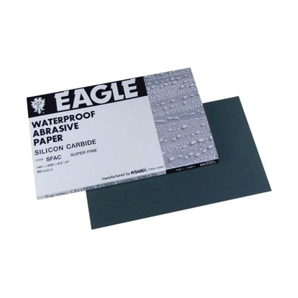 Eagle Abrasives, Inc. KOVAX 131-2000 Sanding Sheet, 5-1/2 in W x 9 in L, 2000 Grit, Silicon Carbide Abrasive, Paper Backing, Wet